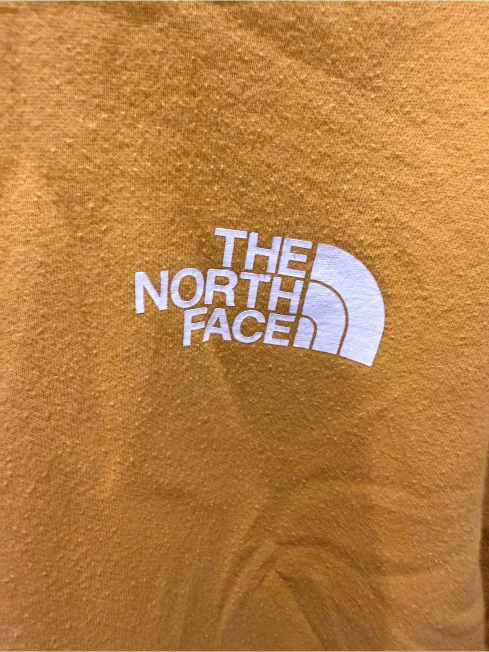 The North Face Men’s Large Mustard Yellow Pullover Fleece Hoodie Logo